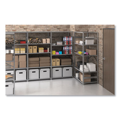 Closed Commercial Steel Shelving, Five-shelf, 36w X 24d X 75h, Medium Gray