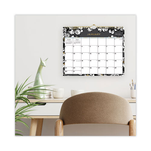 Baccara Dark Wall Calendar, Baccara Dark Floral Artwork, 11 X 8.75, White/black Sheets, 12-month (jan To Dec): 2024