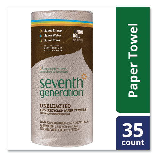 Natural Unbleached 100% Recycled Paper Kitchen Towel Rolls, 2-ply, Individually Wrapped, 11 X 9, 120/roll, 30 Rolls/carton