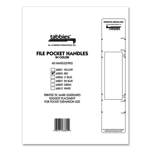 File Pocket Handles, 9.63 X 2, Red/white, 4/sheet, 12 Sheets/pack