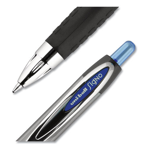 Signo 207 Gel Pen, Retractable, Medium 0.7 Mm, Blue Ink, Smoke/black/blue Barrel, 36/box