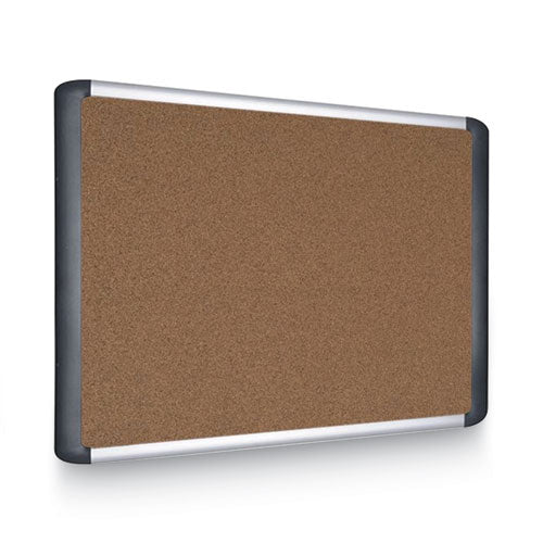 Tech Cork Board, 48 X 36, Tan Surface, Silver/black Aluminum Frame