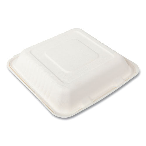 Bagasse Pfas-free Food Containers, 3-compartment, 9 X 3.19 X 9, White, Bamboo/sugarcane, 200/carton