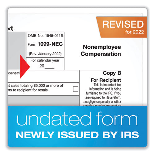 1099-nec Online Tax Kit, Fiscal Year: 2023, Five-part Carbonless, 8.5 X 3.66, 3 Forms/sheet, 15 Forms Total