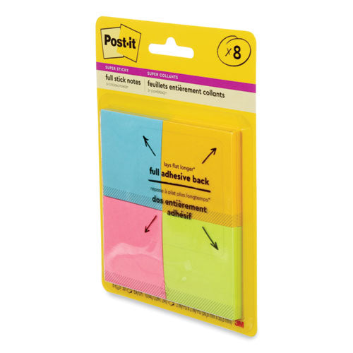 Full Stick Notes, 2" X 2", Energy Boost Collection Colors, 25 Sheets/pad, 8 Pads/pack