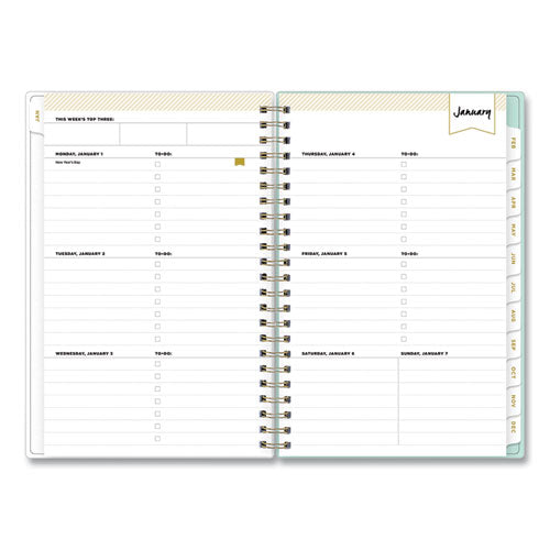 Day Designer Secret Garden Mint Frosted Weekly/monthly Planner, 8 X 5, Multicolor Cover, 12-month (jan To Dec): 2024