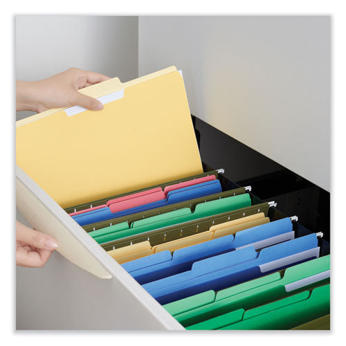 Interior File Folders, 1/3-cut Tabs: Assorted, Letter Size, 11-pt Stock, Assorted Colors, 100/box