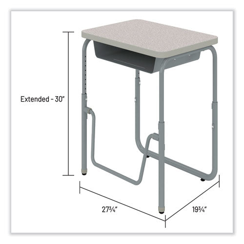 Alphabetter 2.0 Height-adjustable Student Desk With Pendulum Bar, 27.75" X 19.75" X 22" To 30", Pebble Gray