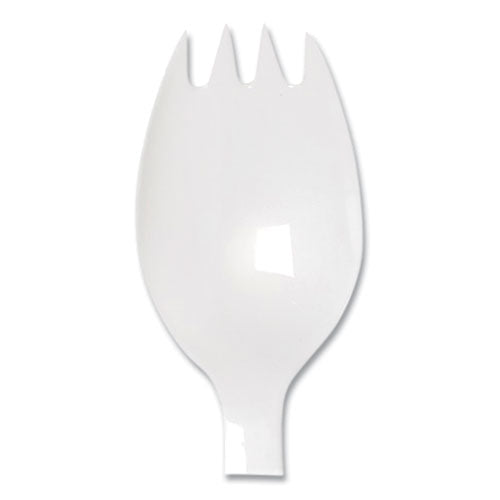 Individually Wrapped Mediumweight Polystyrene Cutlery, Spork, White, 1,000/carton