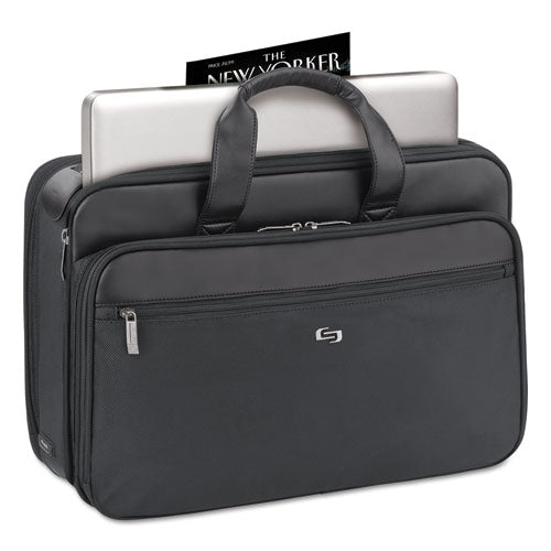 Classic Smart Strap Briefcase, Fits Devices Up To 16", Ballistic Polyester, 17.5 X 5.5 X 12, Black