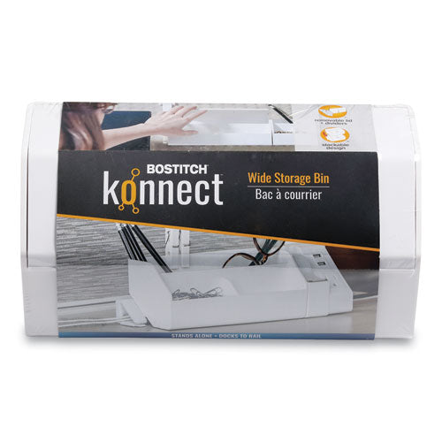 Konnect Desktop Organizer Wide Storage Bin, 7.5" X 3.5" X 3.5", White