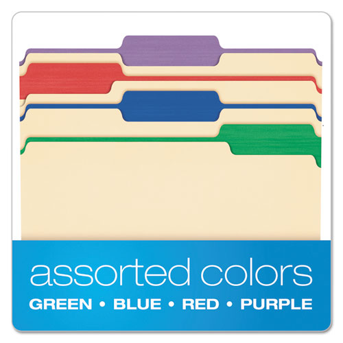 Color Tab File Folders, 1/3-cut Tabs: Assorted, Letter Size, 0.75" Expansion, Manila, 50/box