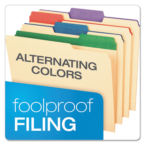 Color Tab File Folders, 1/3-cut Tabs: Assorted, Letter Size, 0.75" Expansion, Manila, 50/box