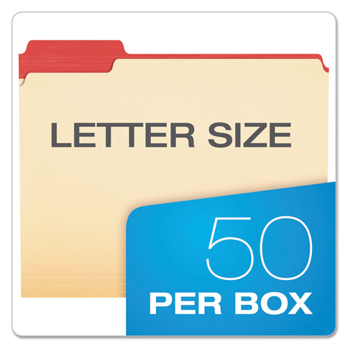 Color Tab File Folders, 1/3-cut Tabs: Assorted, Letter Size, 0.75" Expansion, Manila, 50/box