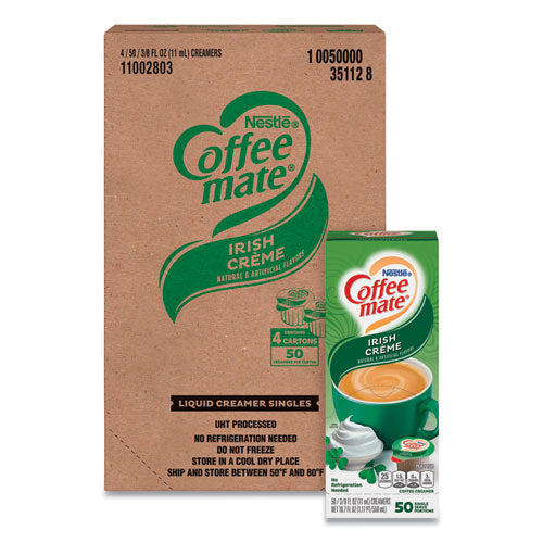 Liquid Coffee Creamer, Irish Creme, 0.38 Oz Mini Cups, 50/box, 4 Boxes/carton, 200 Total/carton