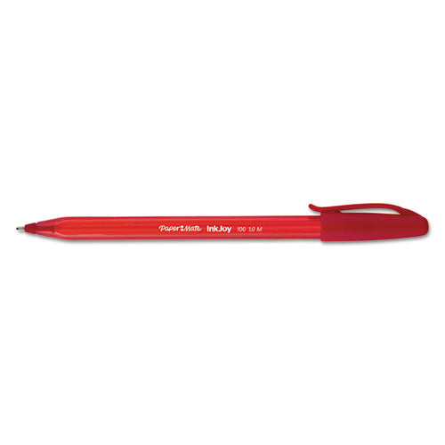 Inkjoy 100 Ballpoint Pen, Stick, Medium 1 Mm, Red Ink, Translucent Red Barrel, Dozen