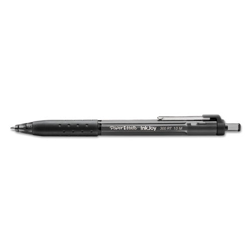 Inkjoy 300 Rt Ballpoint Pen, Refillable, Retractable, Medium 1 Mm, Black Ink, Black Barrel, 24/pack