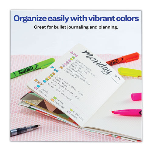 Hi-liter Pen-style Highlighters, Fluorescent Pink Ink, Chisel Tip, Pink/black Barrel, Dozen