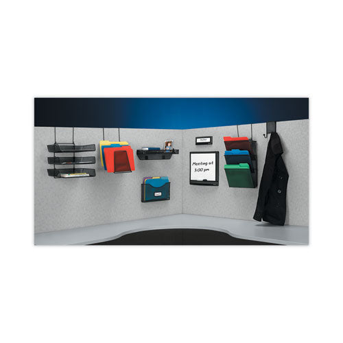 Mesh Partition Additions Three-tray Organizer, 11.13 X 14 X 14.75, Over-the-panel/wall Mount, Black