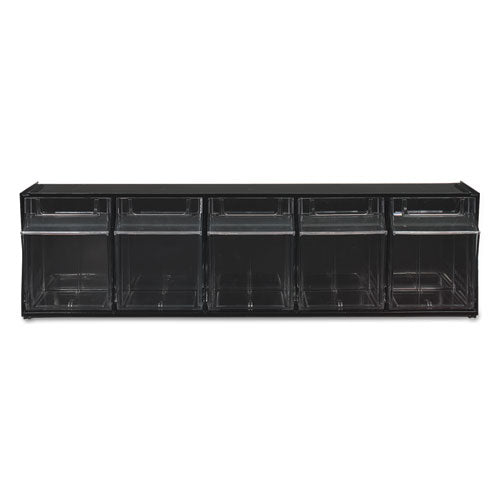 Tilt Bin Interlocking Multi-bin Storage Organizer, 5 Sections, 23.63" X 5.25" X 6.5", Black/clear