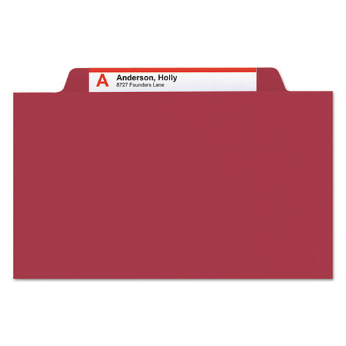 Top Tab Classification Folders, Four Safeshield Fasteners, 2" Expansion, 1 Divider, Letter Size, Red Exterior, 10/box