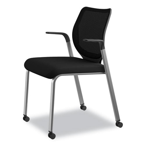 Nucleus Series Multipurpose Stacking Chair With Ilira-stretch M4 Back, Supports Up To 300 Lb, Black Seat/back, Platinum Base