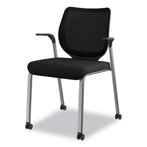 Nucleus Series Multipurpose Stacking Chair With Ilira-stretch M4 Back, Supports Up To 300 Lb, Black Seat/back, Platinum Base