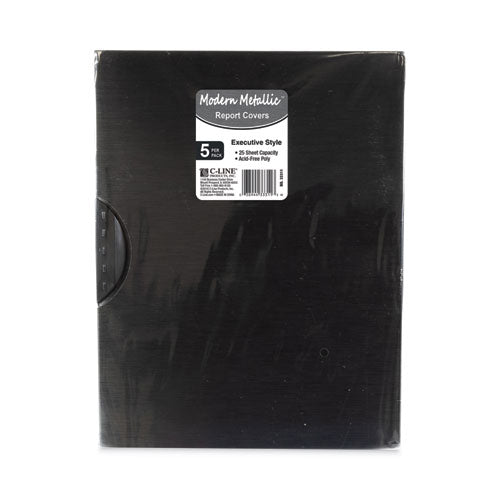 Modern Metallic Executive Style Report Cover, Swing Clip, 8.5 X 11, Black/black, 5/pack