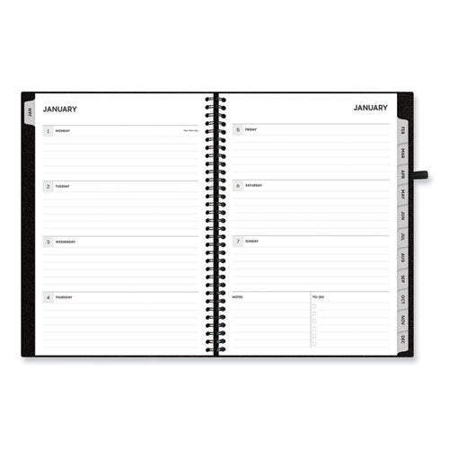 Aligned Weekly/monthly Notes Planner, 8 X 5, Black Cover, 12-month (jan To Dec): 2024