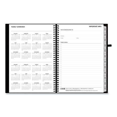 Aligned Weekly/monthly Notes Planner, 8 X 5, Black Cover, 12-month (jan To Dec): 2024