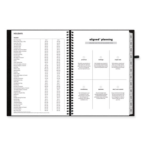 Aligned Weekly/monthly Notes Planner, 8 X 5, Black Cover, 12-month (jan To Dec): 2024