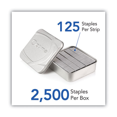 Optima High-capacity Staples, 0.38" Leg, 0.5" Crown, Steel, 2,500/box