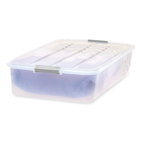 50 Qt. Latch Lid Underbed Storage Box, 17.75" X 32.5" X 6.5", Clear