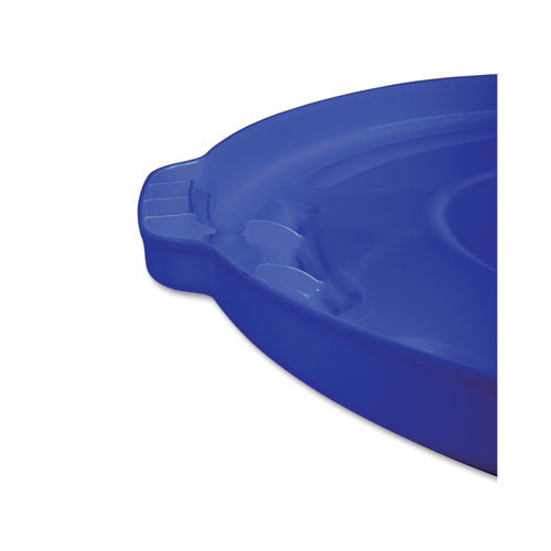 Brute Self-draining Flat Top Lids For 32 Gal Round Brute Containers, 22.25" Diameter, Blue