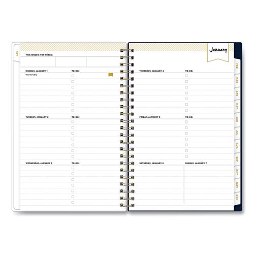 Day Designer Peyton Create-your-own Cover Weekly/monthly Planner, Floral Artwork, 8 X 5, Navy Cover, 12-month (jan-dec): 2024