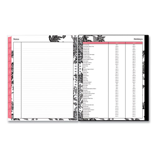 Analeis Create-your-own Cover Weekly/monthly Planner, Floral, 11 X 8.5, White/black/coral, 12-month (july To June): 2023-2024