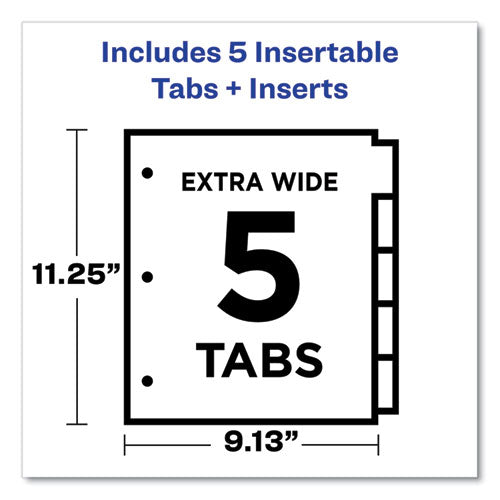 Insertable Dividers W/single Pockets, 5-tab, 11.25 X 9.13, White, 1 Set