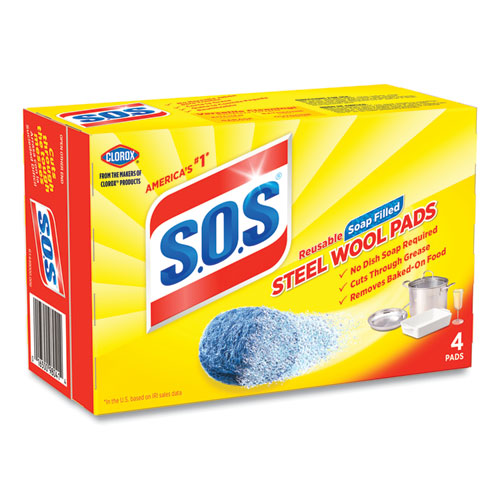 Steel Wool Soap Pad, Steel, 4/box, 24 Boxes/carton