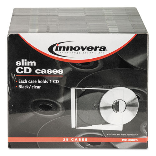 Cd/dvd Slim Jewel Cases, Clear/black, 25/pack