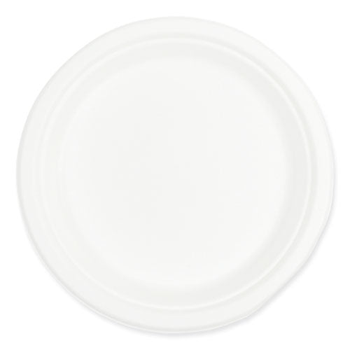 Bagasse Pfas-free Dinnerware, Plate, 9", White, 500/carton