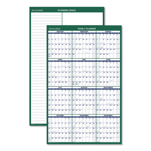 Vertical Erasable Wall Planner, 24 X 36, White/green Sheets, 12-month (jan To Dec): 2023