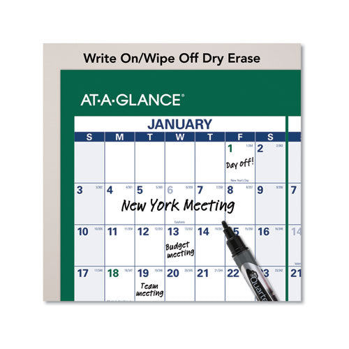 Vertical Erasable Wall Planner, 24 X 36, White/green Sheets, 12-month (jan To Dec): 2023