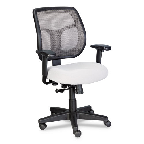 Apollo Mid-back Mesh Chair, 18.1" To 21.7" Seat Height, Silver Seat, Silver Back, Black Base