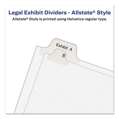 Preprinted Legal Exhibit Side Tab Index Dividers, Allstate Style, 25-tab, 26 To 50, 11 X 8.5, White, 1 Set, (1702)