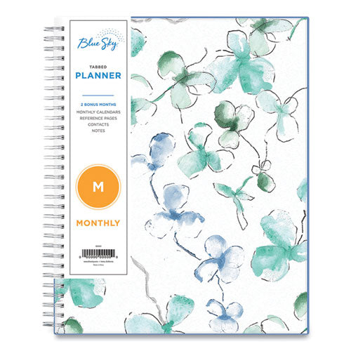 Lindley Monthly Planner, Lindley Floral Artwork, 10 X 8, White/blue/green Cover, 12-month (jan To Dec): 2024