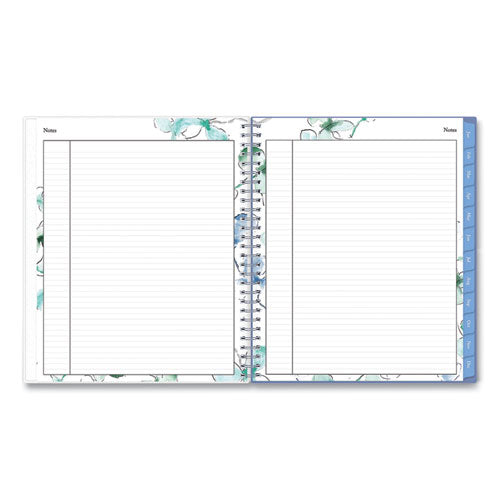 Lindley Monthly Planner, Lindley Floral Artwork, 10 X 8, White/blue/green Cover, 12-month (jan To Dec): 2024