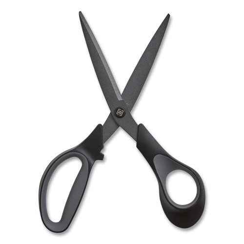 Non-stick Titanium-coated Scissors, 8" Long, 3.86" Cut Length, Charcoal Black Blades, Black/gray Straight Handle