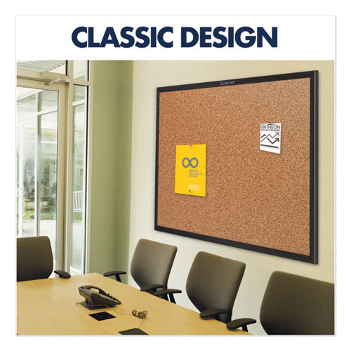 Classic Series Cork Bulletin Board, 24 X 18, Tan Surface, Black Aluminum Frame