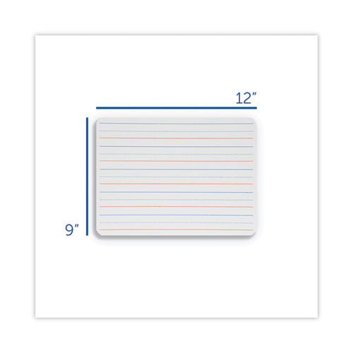 Two-sided Red And Blue Ruled Dry Erase Board, 12 X 9, Ruled White Front/unruled White Back, 12/pack