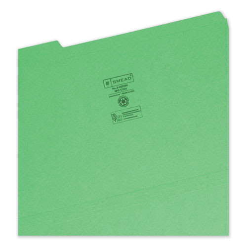 Reinforced Top Tab Colored File Folders, 1/3-cut Tabs: Assorted, Legal Size, 0.75" Expansion, Green, 100/box